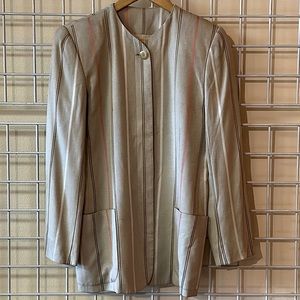 Vintage Kasper striped beige blazer with pockets